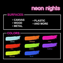 Load image into Gallery viewer, 2-IN-1 Glow In The Dark Acrylic Paint Set by neon nights – Glows in the Dark & under UV Blacklight - Set of 8 Self-Luminous Neon Paints for Halloween - German Premium Quality - Phosphorescent