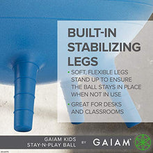 Load image into Gallery viewer, Gaiam Kids Stay-N-Play Children's Balance Ball - Flexible School Chair Active Classroom Desk Alternative Seating | Built-in Stay-Put Soft Stability Legs, Includes Air Pump, 52cm, Mr Mustache