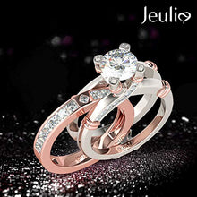 Load image into Gallery viewer, JEULIA Diamond Band Rings for Women cz Sterling Silver Interchangeable Ring Sets Wedding Engagement Anniversary Promise Ring Bridal Sets