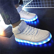 Load image into Gallery viewer, IGxx Men LED Light Up Sneakers for Men High Top LED Shoes Light Up USB Recharging Shoes Women Glowing Luminous Flashing Light Shoes LED Kids Halloween White