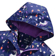 Load image into Gallery viewer, Girls Rain Jacket, Windbreaker Kids Raincoat Waterproof Zip Jacket with Fleece Liner (1101, 4)