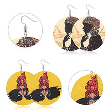 Load image into Gallery viewer, 16 Pair Round African Women Earrings Wooden Painted Ethnic Style Dangle Earring Geometric Personalized Earrings