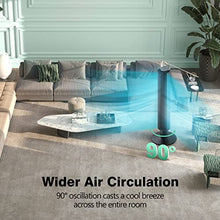 Load image into Gallery viewer, Tower Fan, 42” 90° Oscillating Tower Fan with 5 Fan Speeds, Sleep Mode, Remote, 12H On/Off Timer, Portable Stand Up Floor Bladeless Fan for Bedrooms, Living Rooms, Kitchen, Offices