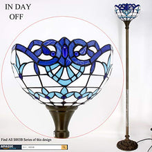 Load image into Gallery viewer, Tiffany Style Torchieres Floor Lamp Table Desk Standing Lighting White Blue Baroque Wide 12 Tall 66 Inch Stained Glass Lampshade for Living Room Bedroom Antique S003B WERFACTORY