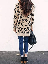 Load image into Gallery viewer, ZESICA Women's Long Sleeves Open Front Leopard Print Button Down Knitted Sweater Cardigan Coat Outwear with Pockets