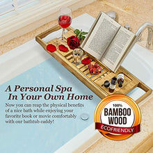 Load image into Gallery viewer, FITNATE Luxury Bathtub Tray, Wooden Bathtub Tray with Extendable Sizes, Adjustable, Non-Slip & Durable, Bathtub Tray Caddy with Wooden Body Brush,Wine Glass Slot, Phone Tray, Book Holder