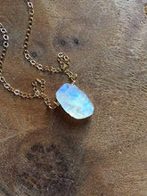 Load image into Gallery viewer, Dainty Raw Moonstone Necklace 16 Inch 14K Gold Filled Chain Jewelry June Birthstone Gift For Her
