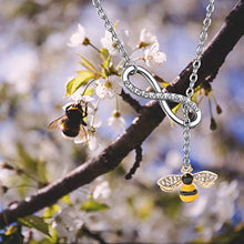 Load image into Gallery viewer, Crystal Bumblebee Pendant Necklace Infinity Love Charm Flying Honeybee Insect Jewelry Gifts (silver)