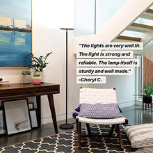 Load image into Gallery viewer, Brightech Sky LED Torchiere Super Bright Floor Lamp - Contemporary, High Lumen Light for Living Rooms & Offices - Dimmable, Indoor Pole Uplight for Bedroom Reading - Black