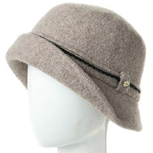 Load image into Gallery viewer, Winter Bucket Cloche Hat for Women Wool Felt 1930s Vintage Fedora Bowler Church Derby Party Ladies Camel