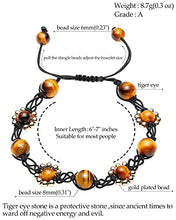 Load image into Gallery viewer, Jewever Handmade Tiger Eye Beads Braided Bracelet for Women 14K Gold Plated Power Energy Healing Crystals Gemstone Friendship Bracelets