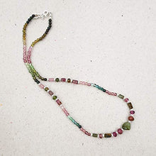 Load image into Gallery viewer, Watermelon Tourmaline Necklace for women Green Beads Jewelry Sterling Silver October Birthstone