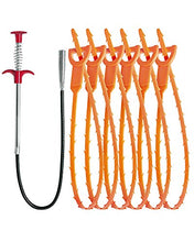 Load image into Gallery viewer, LONGGUI 25inch Hair Drain Clog Remover Tool(6pcs), 24inch Drain Cleaner Sticks To Drain Hair Clog For Remover (1pcs), Drain Hair Remover Tool For Sewer, Toilet, Kitchen Sink, Bathroom Tub,(6+1)