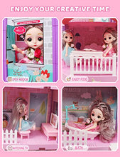 Load image into Gallery viewer, Doll House, Dollhouse w/ Furniture - Pink / Purple Girl Toys | 4 Stories, 11 Rooms w/ 2 Princesses, Slide, Lights, Gifts for 3 4 5 6 7 8 9 10 Year Old Girls Toys(27.6" x 26.8" x 35.8")