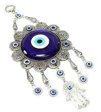 Load image into Gallery viewer, We pay your sales tax Turkish Blue Evil Eye (Nazar) Amulet Wall Hanging Home Decor Ornament Protection Good Luck Blessing Gift (Flower Hamsa)