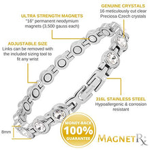 Load image into Gallery viewer, MagnetRX® Women’s Magnetic Therapy Bracelet - Arthritis & Carpal Tunnel Pain Relief Crystal Bracelets for Women - Adjustable Length with Sizing Tool (Silver)