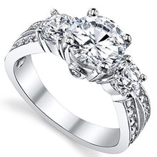 Load image into Gallery viewer, 1.50 Carat Round Cubic Zirconia" Past, Present, Future" Sterling Silver 925 Wedding Engagement Ring 7