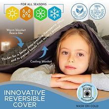 Load image into Gallery viewer, Snuggle Pro Premium Weighted Blanket Kids Set, 7lbs (41"x60", Gray), Breathable, Washable, Hypoallergenic & Heavy | Reversible Cooling Bamboo & Minky Dot Sensory Duvet Cover + Extra Gift