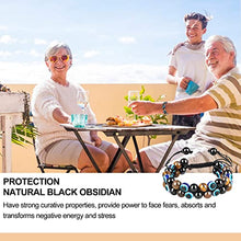 Load image into Gallery viewer, Triple Protection Crystal Bracelet,Energy Crystal Bracelet Tigers Eye Black Obsidian and Hematite Beads Bracelet for Men Women, Crystal Jewelry Stone Bracelets Bring Luck and Prosperity and Happiness