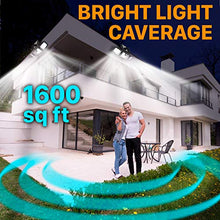 Load image into Gallery viewer, TBI Security Solar Lights Outdoor 216 LED 2200LM, 6500K - Extra-Wide Adjustable 360° 3 Heads with 3 Modes,Wireless Motion Sensor 40ft - Waterproof IP65 Spot Flood Lights Solar Powered 2200mah(2 Pack)