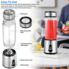 Load image into Gallery viewer, Smoothie Blender Cup,LINBO Portable Blender Juicer Cup, Multifunctional Small Blender for Shakes and Smoothies,Usb Rechargeable, Stainless Steel, Borosilicate Glass