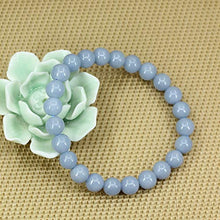 Load image into Gallery viewer, Natural Blue Angelite Gemstone 8mm Round Beads Stretch Bracelet 7 Inch