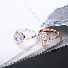 Load image into Gallery viewer, dnswez White Gold Teardrop Pear Cut CZ Cubic Zirconia Promise Wedding Band Engagement Ring(9)