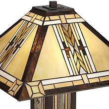 Load image into Gallery viewer, Drake Tiffany Style Table Lamp with Nightlight Mission Bronze Stained Glass for Living Room Family Bedroom Bedside - Franklin Iron Works