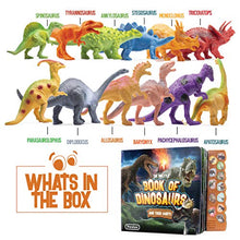 Load image into Gallery viewer, Pack of 12 Toy Dinosaurs Figures With Interactive Dinosaur Sound Book - Realistic Looking Dino Toys for Boys and Girls 3 Years Old & Up