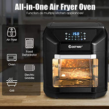 Load image into Gallery viewer, COSTWAY 10.6 QT Electric Air Fryer Toaster Oven, 7-in-1 Kitchen Pizza Air Oven with Rotisserie, Multifunctional Cooking Oven, Oil Less Cooker, with Intelligent Screen, Auto Shut-Off Function, w/ Dishwasher-Safe Accessories (Black)