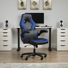 Load image into Gallery viewer, OFM Racing Style Bonded Leather Gaming Chair, in Blue (ESS-3085-BLU) 36"; x 48"; Chair Mat with Lip for Carpet (ESS-8800C)