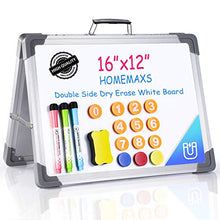 Load image into Gallery viewer, Homemaxs Small White Board Dry Erase Board,White Magnetic Boards Portable Dry Erase Board for Kids and Students Double Sided Foldable Desktop Whiteboard for School Home Kitchen Office 12" x 16"