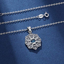 Load image into Gallery viewer, EUDORA Good Luck Blue Evil Eye Vintage Sterling Silver Necklace Pendant, Gift for Women Girl, 18 inch Chain