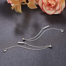 Load image into Gallery viewer, Milacolato 2Pairs Minimalist Tiny Bar Earrings with Threader Chain Sterling Silver Dangle Chain Earrings for Women