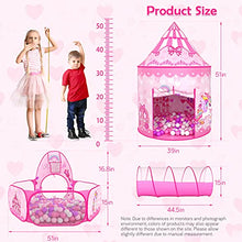 Load image into Gallery viewer, GeerWest 3PC Princess Tent for Girls with Kids Ball Pit, Kids Play Tents and Crawl Tunnel for Toddlers, Pink Pop Up Playhouse Toys for Baby Indoor& Outdoor Tent Games, Birthday Kid’s Gifts