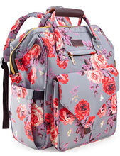 Load image into Gallery viewer, Kaome Diaper Bag Backpack, Upgraded Large Capacity Multifunction Nappy Bags, Waterproof Baby Bag Floral Insulated Durable Travel Maternity Back Pack for Baby Girls with Diaper Pad Bottle Bag (Floral)
