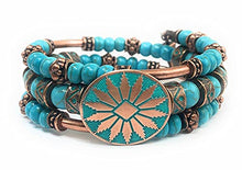 Load image into Gallery viewer, Blue Howlite Turquoise & Copper Southwestern Tribal Jewelry for Men Women Bracelet