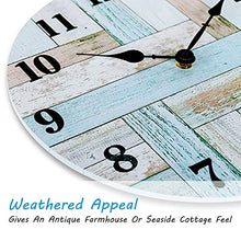 Load image into Gallery viewer, NIKKY HOME 16 Inch Beach Wall Clock, Rustic Silent Noiseless Spliced Wooden Coastal Nautical Battery Operated Clock for Bathroom, Kitchen