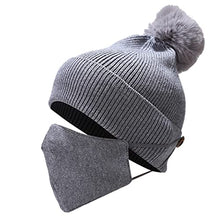Load image into Gallery viewer, BCDlily Womens Winter Windproof Beanie Hat Warm Knitted Skull Cap with Faux Fur Pom for Cycling Skiing (Gray)