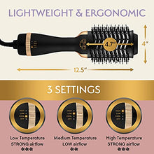 Load image into Gallery viewer, Professional Blowout Hair Dryer Brush, Black Gold Dryer and Volumizer, Hot Air Brush for Women, 75MM Oval Shape