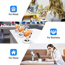 Load image into Gallery viewer, AboveTEK Retail Kiosk iPad Stand, 360° Rotating Commercial Tablet Stand, 6.6"-13.5" iPad Mini Pro-Business Tablet Holder, Swivel Design for Store POS Office Showcase Reception Kitchen Desktop (White)