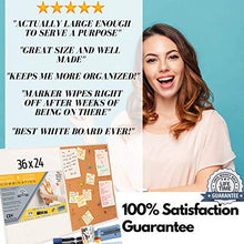 Load image into Gallery viewer, 36 x 24 White Board and Cork Board Combination, Magnetic Bulletin Combo Board for Home or Office, Use as Vision or Message Board, Wall Mounted Memo Board, Dry Erase Markers, Eraser, Magnets, Push Pins