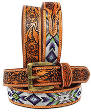 Load image into Gallery viewer, Western Beaded Genuine Leather Belt For Men and Women AF26RT32
