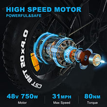Load image into Gallery viewer, GESHENG 750W Folding Electric Bike Adults【Upgraded LG Battery】 48V 15AH Fat Tire Ebike 31MPH, 20" x4.0"Step-Thru Electric Bicycle S5 for Men & Women All Terrain Riding, Front Carrier As Gift