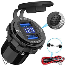 Load image into Gallery viewer, Cigarette Lighter Socket Panel, Qidoe PD3.0 & QC3.0 48W USB C Car Charger and DC 250W Lighter Socket Waterproof Rocker Toggle Switch 12V/24V USB Outlet Panel for Car, RV, Marine, Boat, Camper, Truck