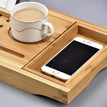 Load image into Gallery viewer, Luxury Bathtub Caddy Tray,Bamboo Bathtub Tray Caddy - Wood Bath Tray Expandable,Can be Placed Book and Integrated Tablet Smartphone and Wine Holder - Gift Idea for Loved Ones