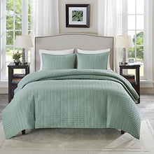 Load image into Gallery viewer, Comfort Spaces Kienna Quilt Set-Luxury Double Sided Stitching Design All Season, Lightweight, Coverlet Bedspread Bedding, Matching Shams, Full/Queen(90"x90"), Seafoam