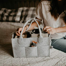 Load image into Gallery viewer, Parker Baby Diaper Caddy - Nursery Storage Bin and Car Organizer for Diapers and Baby Wipes - Large, Grey