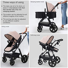 Load image into Gallery viewer, Baby Stroller Newborn Carriage Infant Reversible Bassinet to Luxury Toddler Vista Seat for Boy Girl Compact Single All Terrain Babies Pram Strollers Add Stroller Cover, Cup Holder, Net