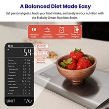Load image into Gallery viewer, Etekcity Smart Food Nutrition Scale, Digital Grams and Ounces for Weight Loss, Baking, Cooking, Keto and Meal Prep, Large, Stainless Steel